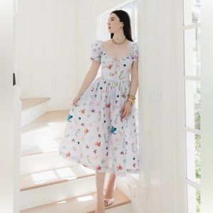 Never worn: Hill House The Ophelia Midi Dress Sea Creatures Size Medium